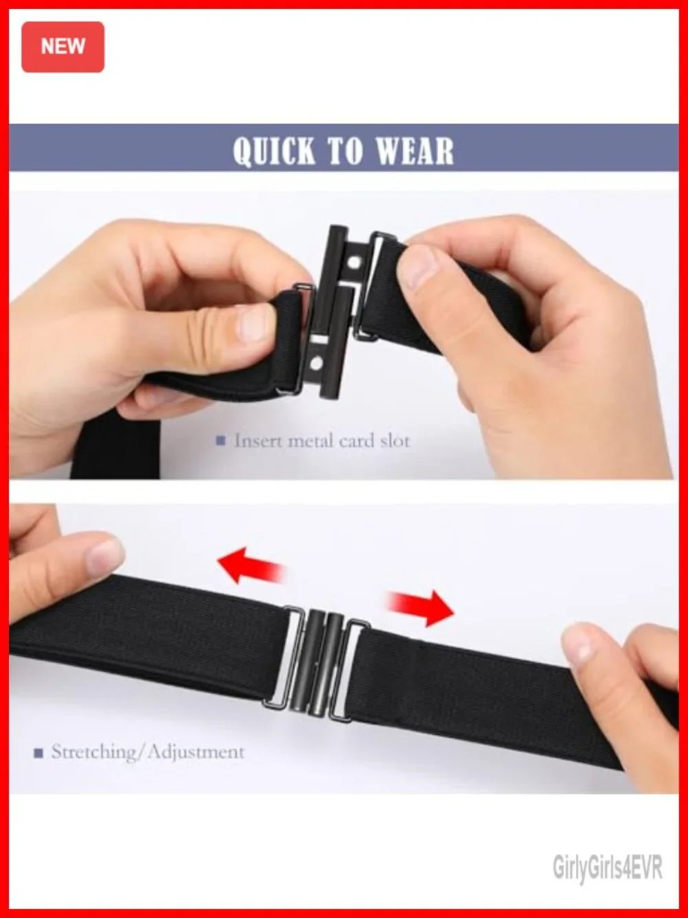 No Show Invisible Elastic Stretch Belt for Women Flat Buckle Adjustable Waist